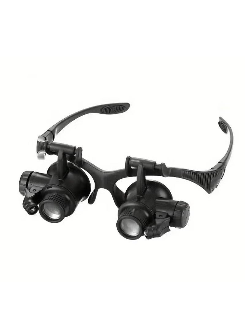 إيليلي عدسة مكبرة مثبتة على الرأس مزودة بمصباح LED بقوة تكبير 10X و15X و20X و25X بدون استخدام اليدين مع عصابة رأس مزودة بضوء للعمل عن قرب والمجوهرات والحرف اليدوية والساعات والهوايات والقراءة - Image 5